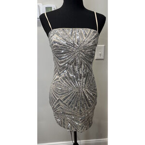 Lulu's Silver Sequin Mini Dress